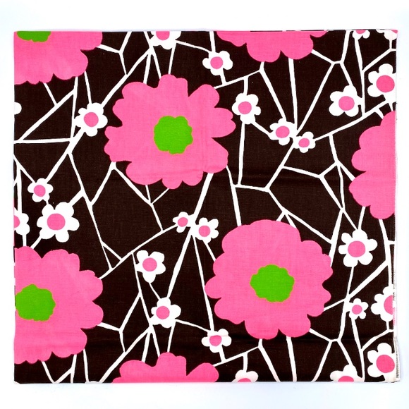 Floral Vintage Cotton Fabric - Pink, Green, Brown Motif - 2 Yards - Picture 9 of 13
